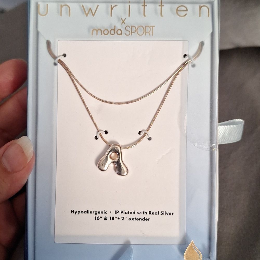 Unwritten x moda Sport Silver Tone Water Resistant Initial "A" Layered Necklace